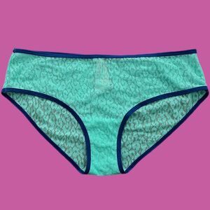 Victorias Secret low rise sexy sheer animal print Lace Hiphugger panty Mint M